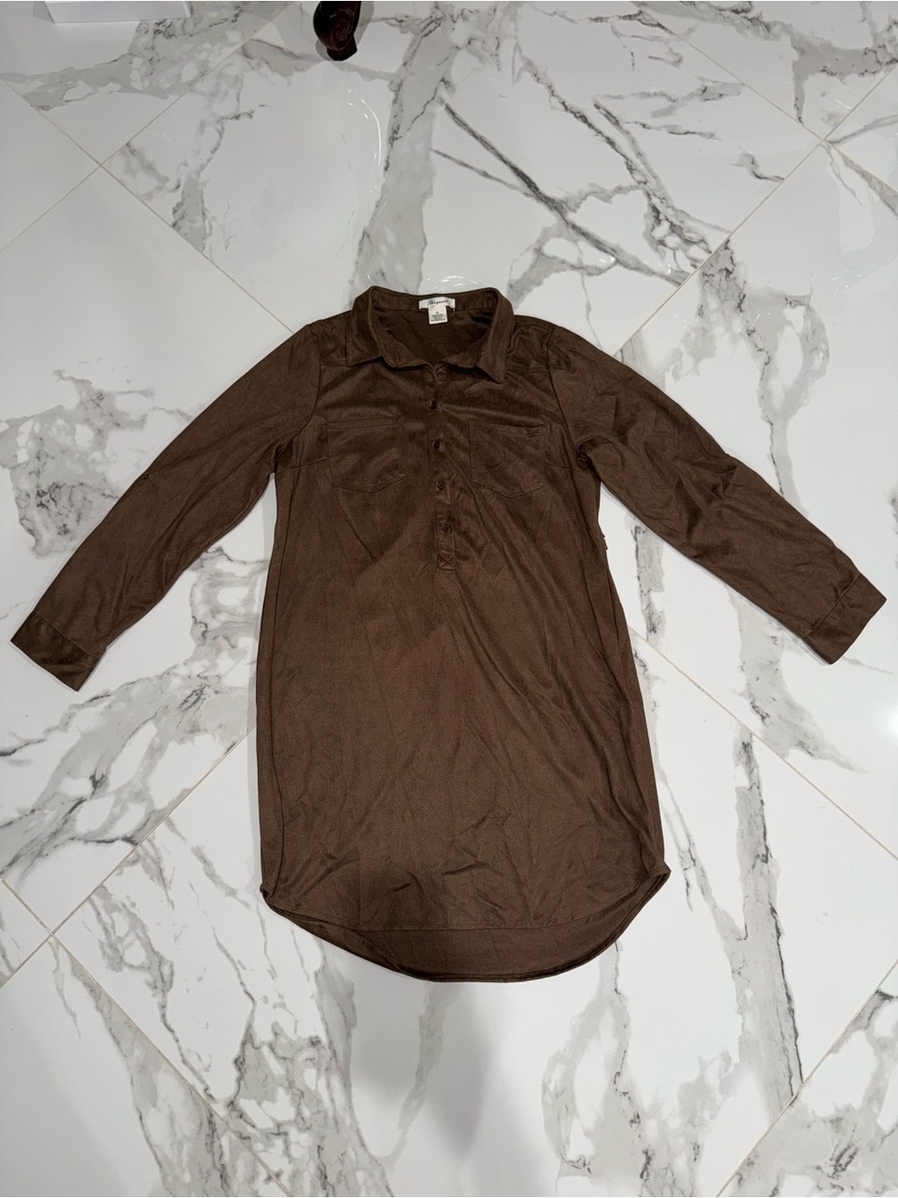 Passport Brown Long-Sleeve Button-Up Tunic